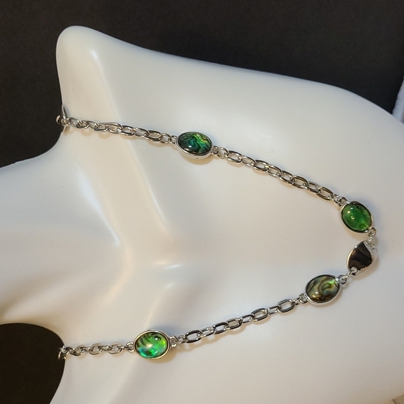 Necklace vintage nwt silver tone with faux stones - Picture 1 of 7